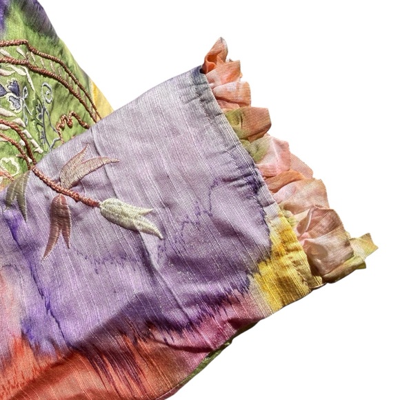 Vintage Alex Kim Watercolor Embroidered Women's Jacket w/Mandarin Collar- Size L - Picture 10 of 10